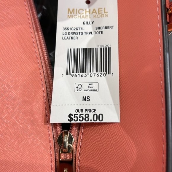 Michael Kors Gilly Large Drawstring Travel Tote Sherbert Leather - Picture 11 of 16